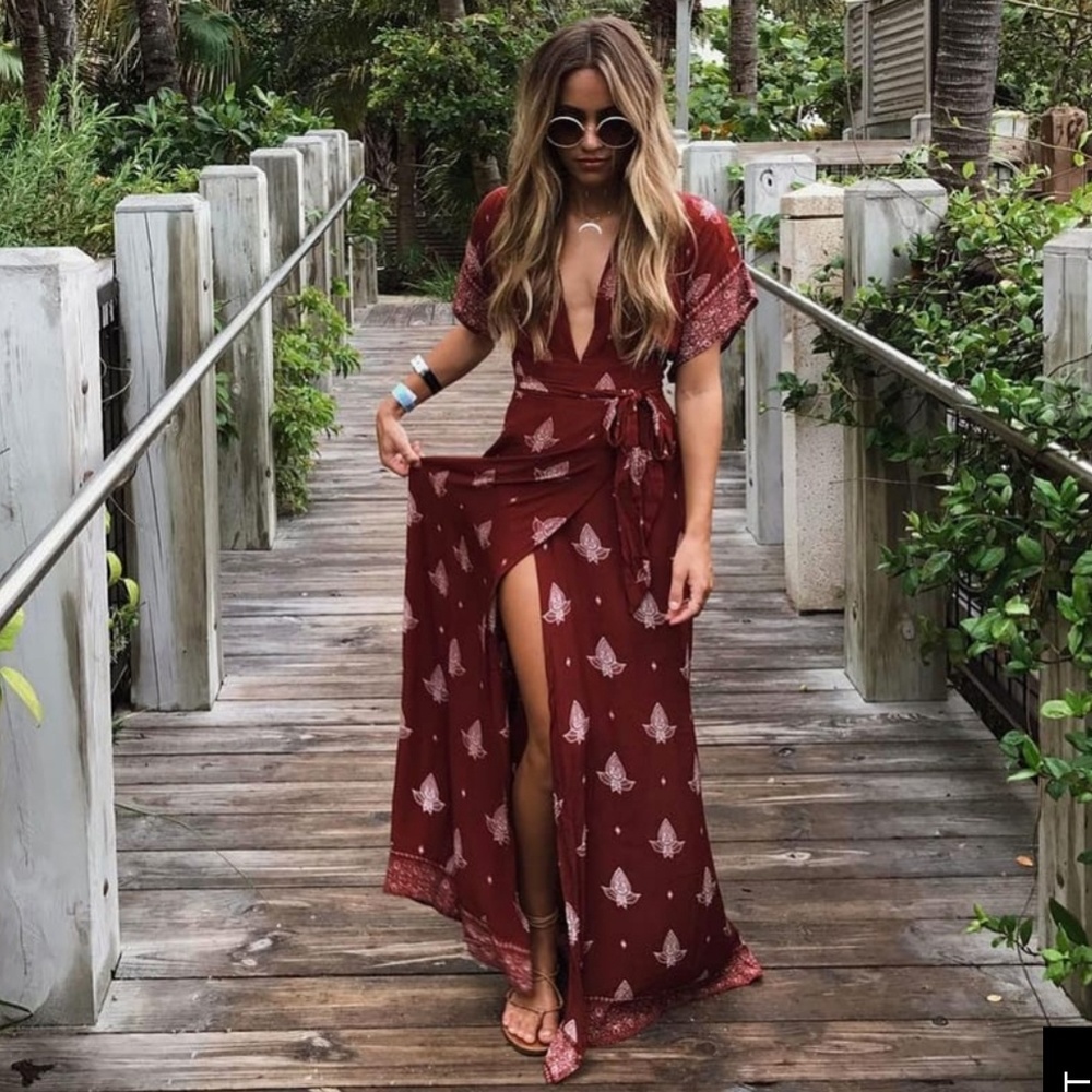 Faithfull the brand Tuula Rust Maxi Dress